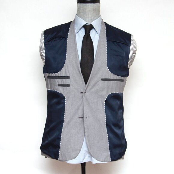 38R H&M Men's Blazer Sport Coat Jacket Grey Cotton C100862 - Picture 11 of 15